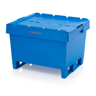 Pojemnik wielokrotnego użytku, niebieski 800x600x520 mm 2 płozy z pokrywą [PPNP86_52A]
